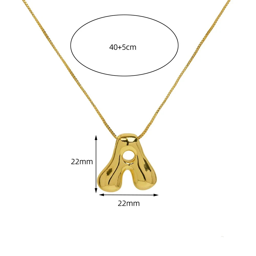 Golden Color Stainless Steel Initial Letter Pendant Necklaces