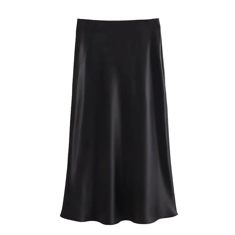 High Waist Long Skirts Summer Black Midi Skirt