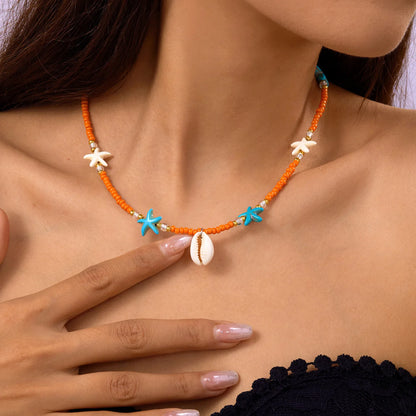 Bohemian Beach Shell Conch Beaded Necklace 