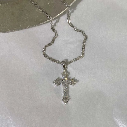 Shiny Crystal  Cross Pendant Necklace 