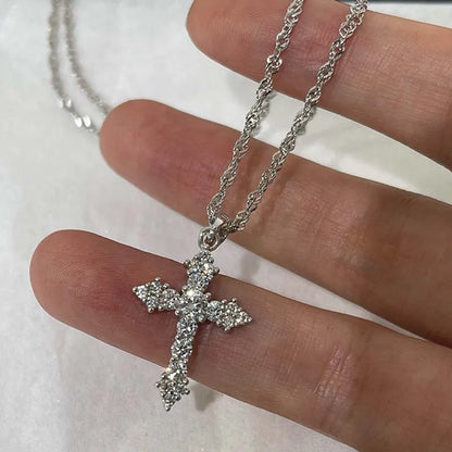 Shiny Crystal  Cross Pendant Necklace 