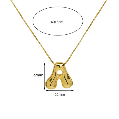 Golden Color Stainless Steel Initial Letter Pendant Necklaces 