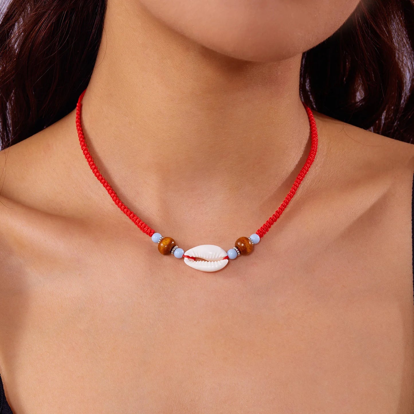 Bohemian Beach Shell Conch Beaded Necklace 