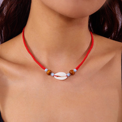 Bohemian Beach Shell Conch Beaded Necklace 