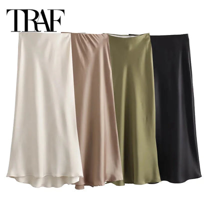  High Waist Long Skirts  Summer Black Midi Skirt 