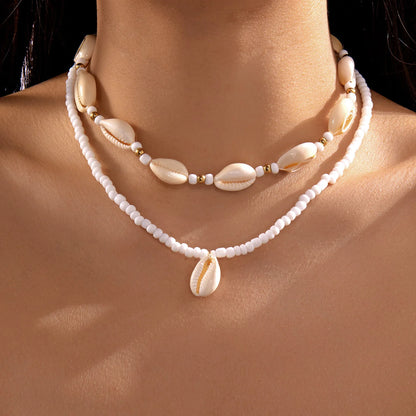 Bohemian Beach Shell Conch Beaded Necklace 