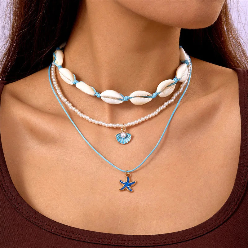 Bohemian Beach Shell Conch Beaded Necklace 