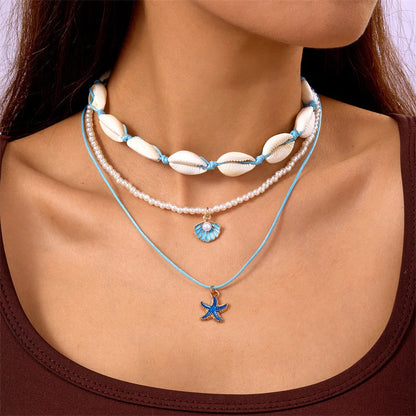 Bohemian Beach Shell Conch Beaded Necklace 