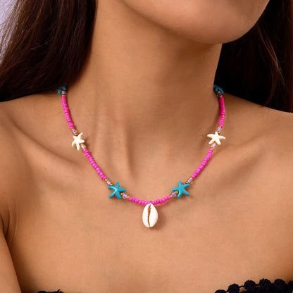 Bohemian Beach Shell Conch Beaded Necklace 