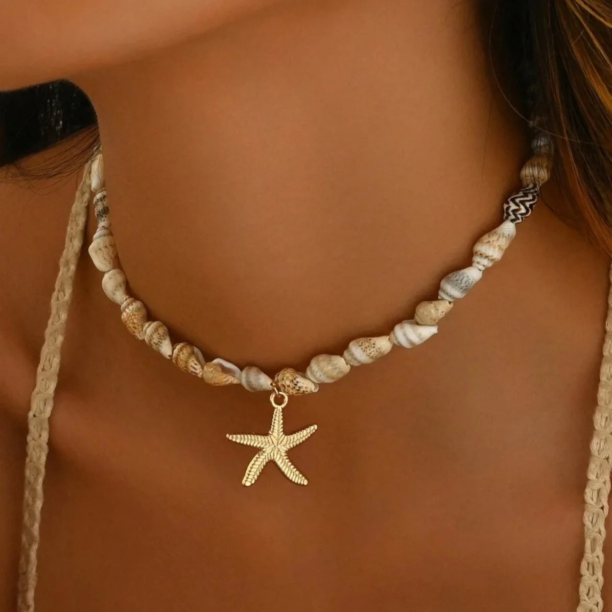 Bohemian Beach Shell Conch Beaded Necklace 
