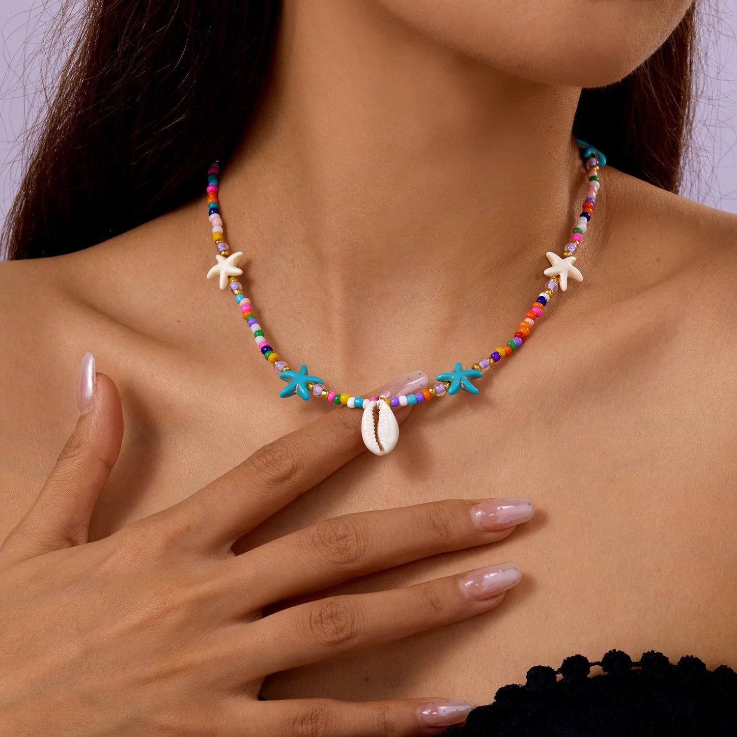 Bohemian Beach Shell Conch Beaded Necklace 