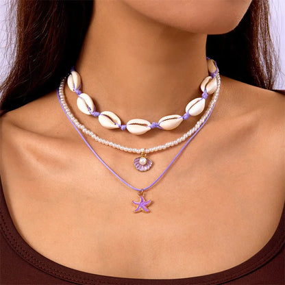 Bohemian Beach Shell Conch Beaded Necklace 