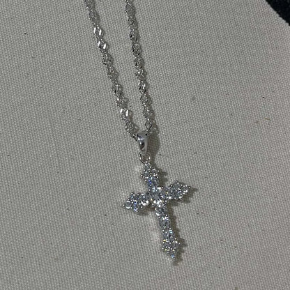 Shiny Crystal  Cross Pendant Necklace 