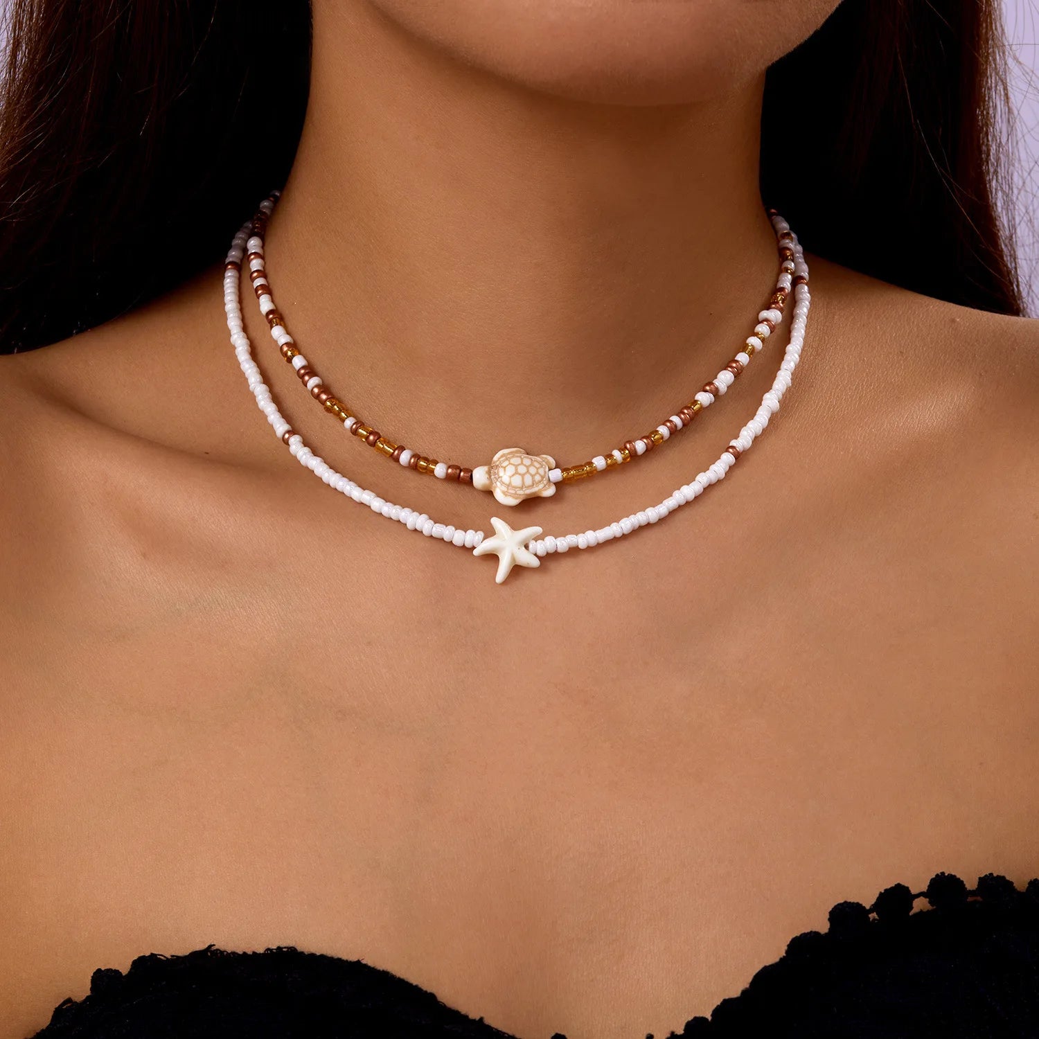 Bohemian Beach Shell Conch Beaded Necklace 
