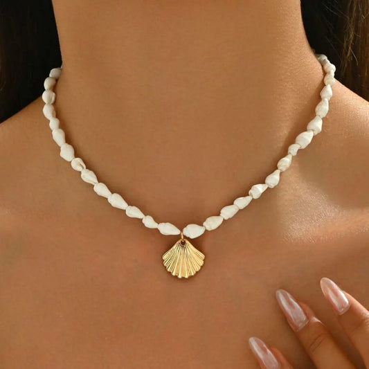 Bohemian Beach Shell Conch Beaded Necklace 