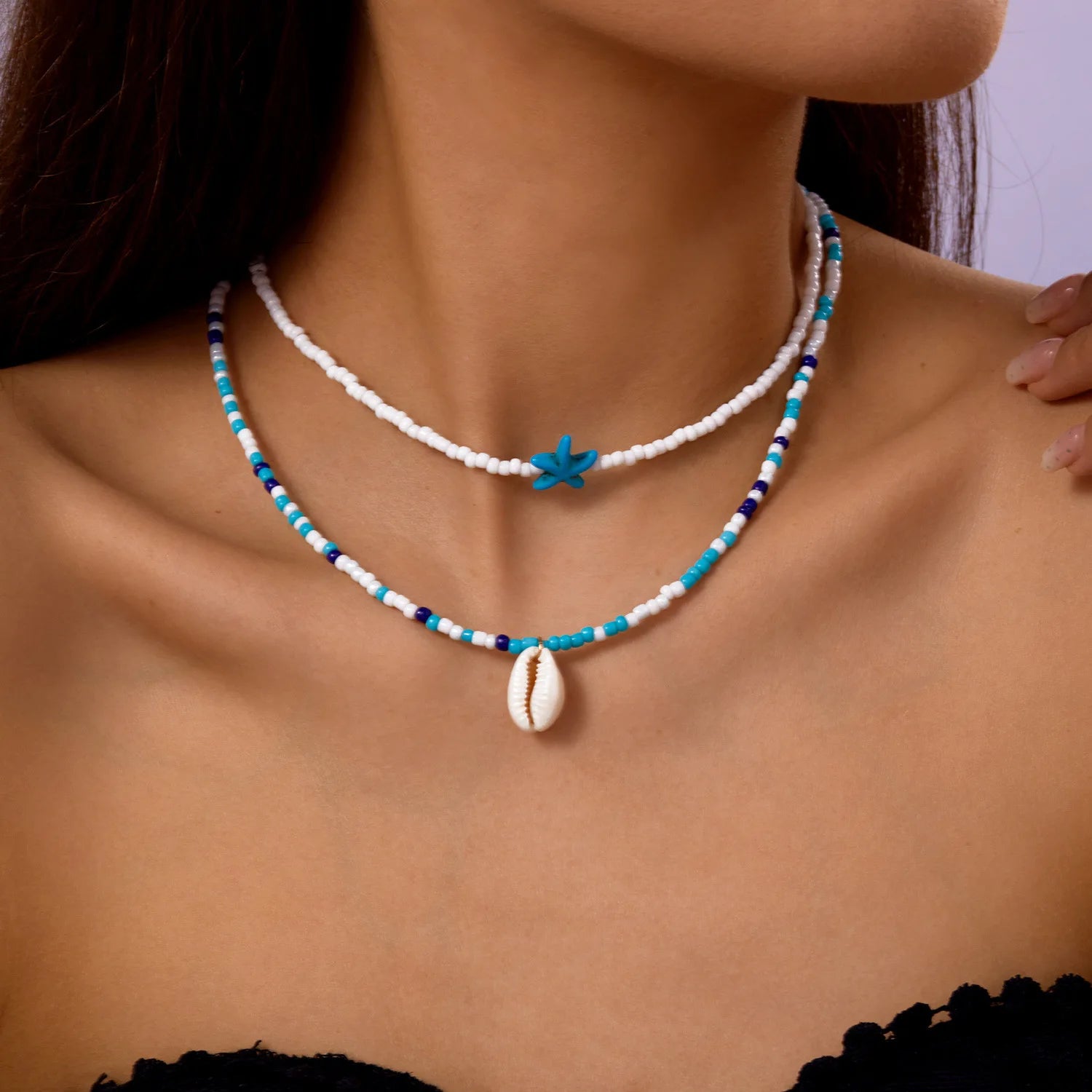 Bohemian Beach Shell Conch Beaded Necklace 